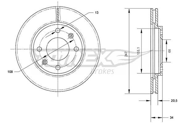 TOMEX BRAKES Тормозной диск TX 70-64